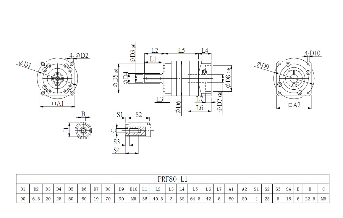 PRL80_L1系列伺服減速機圖紙